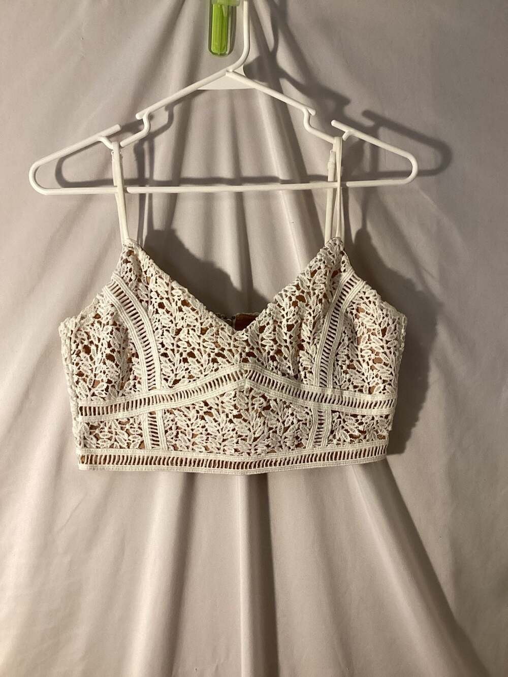 Kendall & Kylie White Lace Crop Top with Nude Lining